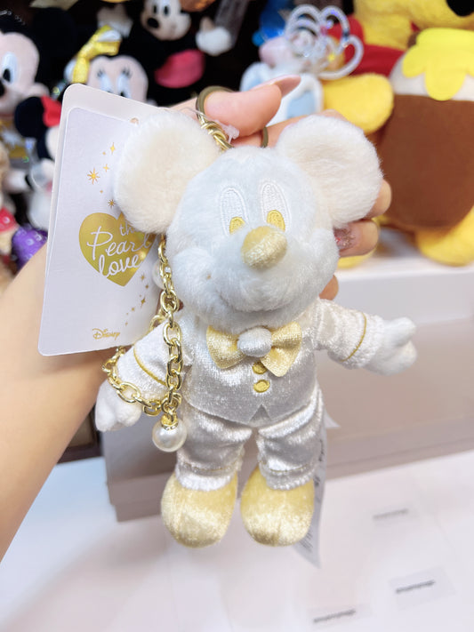 Pop Mart Shanghai Disney Mickey Pearl chain white plush keychain BNWT, available on hand