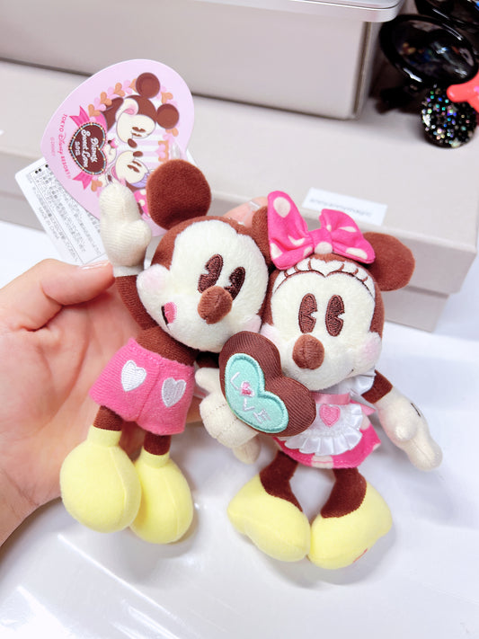 Disney Tokyo 2012 Minnie and Mickey Valentin's Day Plush keychain set pristine with tag condition available on hand