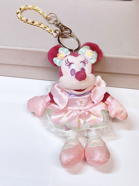 Disney Shanghai pink Sakura Minnie plush keychain badge preowned used condition available on hand
